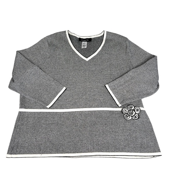 JONES NEW YORK Woman Long Sleeve Black White Sweater Top Sz 2X - Picture 2 of 16